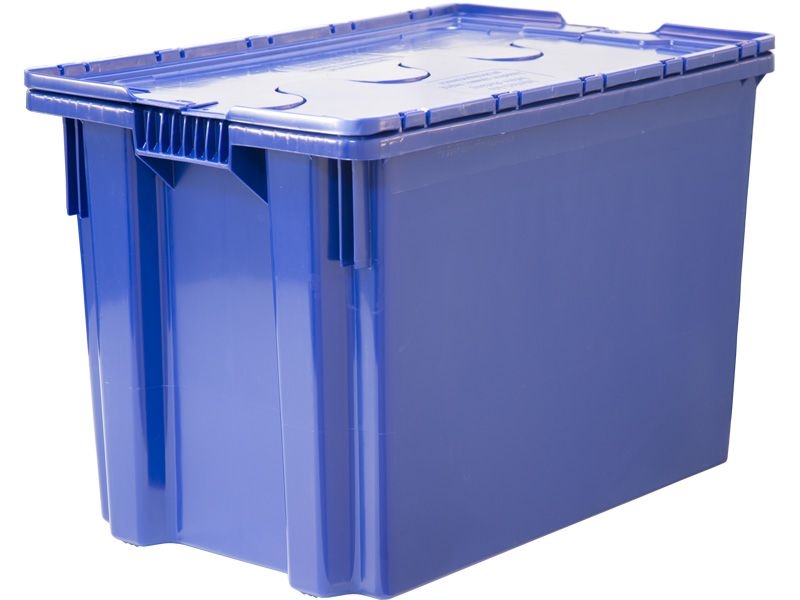 605 Ящик с крышкой п/э 600х400х400 сплошной, синий морозостойкий Safe PRO