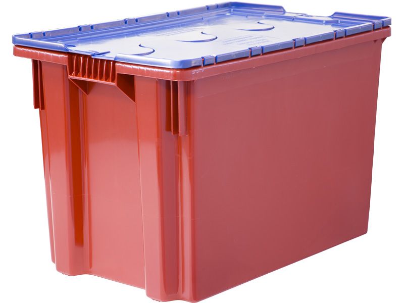 605 Ящик с крышкой п/э 600х400х415 сплошной,  красный с синей крышкой Safe PRO