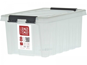 Ящик п/п 335х220х155 мм с крышкой и клипсами прозрачный Rox Box 8 л