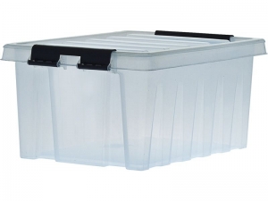 Ящик п/п 415х300х190 мм с крышкой и клипсами прозрачный Rox Box 16 л