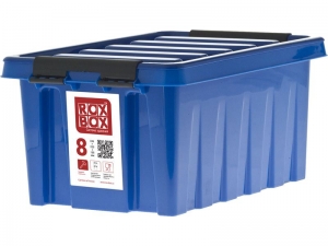 Ящик п/п 335х220х155 мм с крышкой и клипсами синий Rox Box 8 л